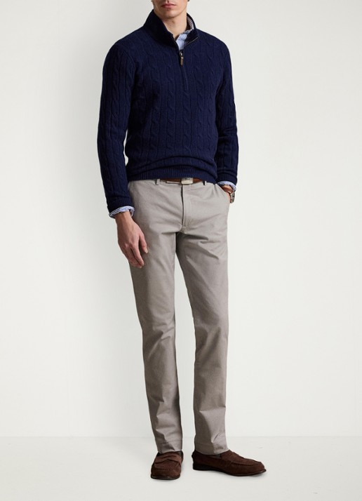 Ralph Lauren Greenwich slim fit chino met stretch - voorkant 2 grey fog / grijs