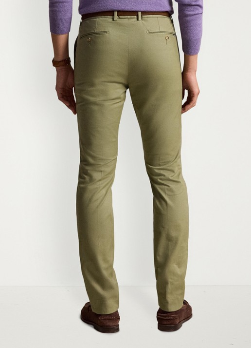 Ralph Lauren Greenwich slim fit chino met stretch - achterkant sage green / groen