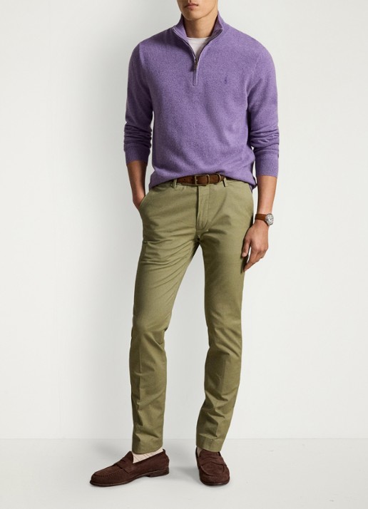 Ralph Lauren Greenwich slim fit chino met stretch - voorkant 3 sage green / groen