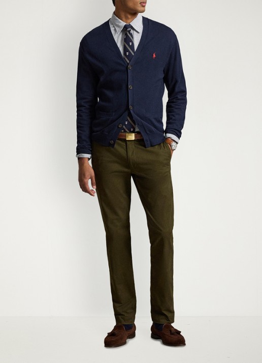 Ralph Lauren Greenwich slim fit chino met stretch - voorkant 2 dark loden / donkergroen