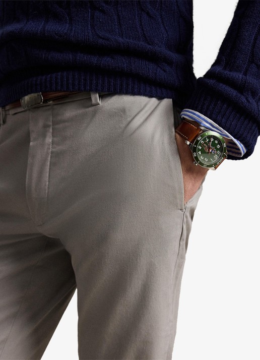 Ralph Lauren Greenwich slim fit stretch chino broek - detail 4 grey fog / grijs