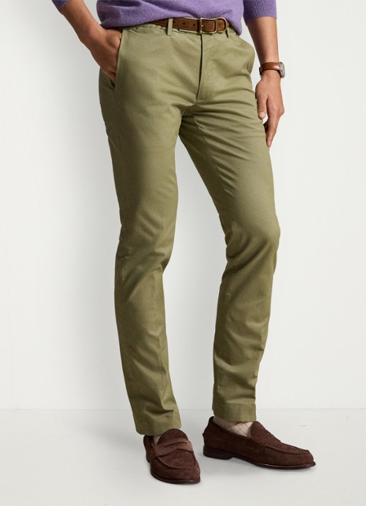 Ralph Lauren Greenwich slim fit stretch chino broek - detail 4 sage green / groen
