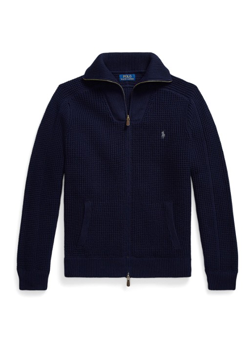 Ralph Lauren Grofgebreid vest in wolblend met logoborduring