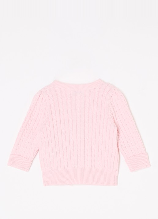Ralph Lauren Grofgebreid vest met logo - achterkant 3 lichtroze