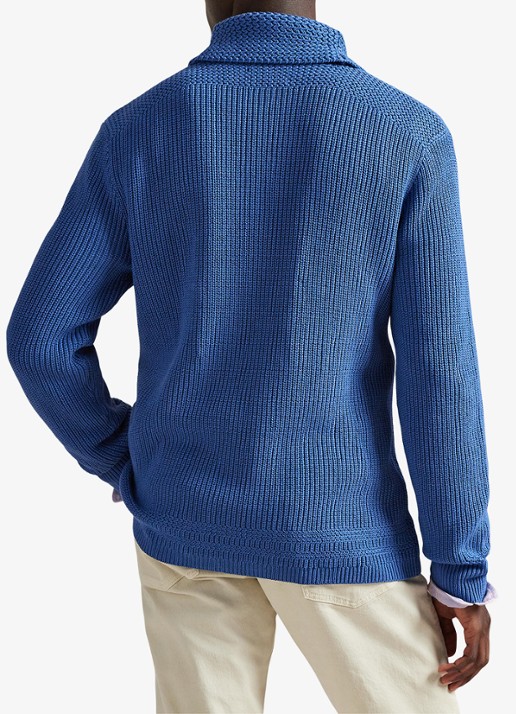 Ralph Lauren Grofgebreid vest met sjaalkraag - achterkant 5 modern royal-34yb
