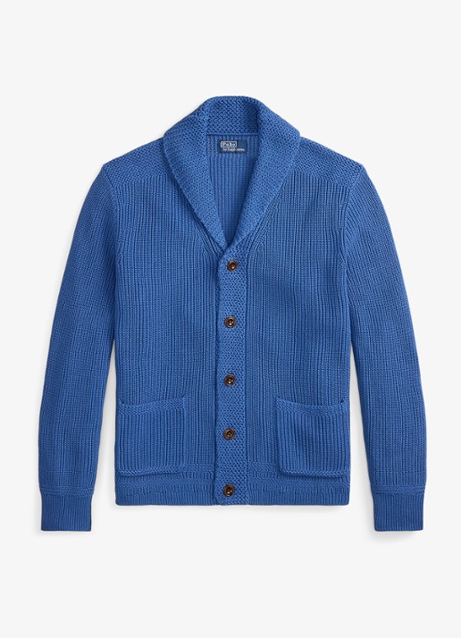 Ralph Lauren Grofgebreid vest met sjaalkraag - voorkant 3 modern royal-34yb