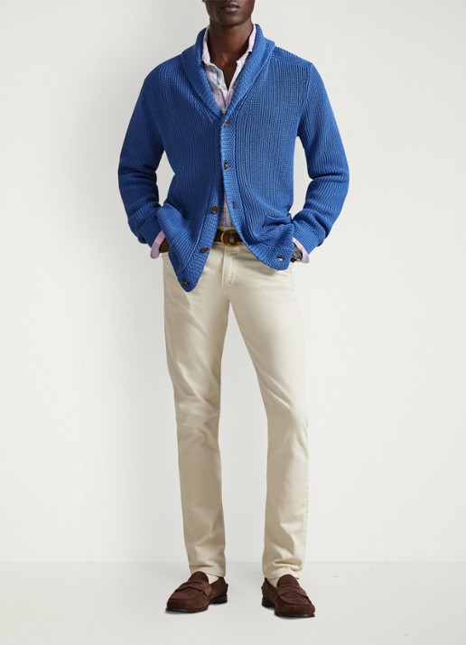 Ralph Lauren Grofgebreid vest met sjaalkraag - voorkant 4 modern royal-34yb