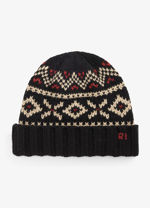 Ralph Lauren Grofgebreide muts in wolblend met print