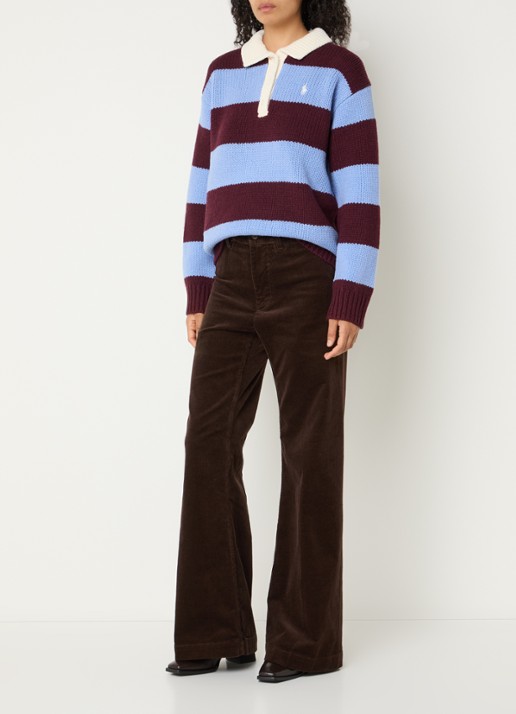 Ralph Lauren Grofgebreide polo in wolblend met streepprint - voorkant 2 multicolor