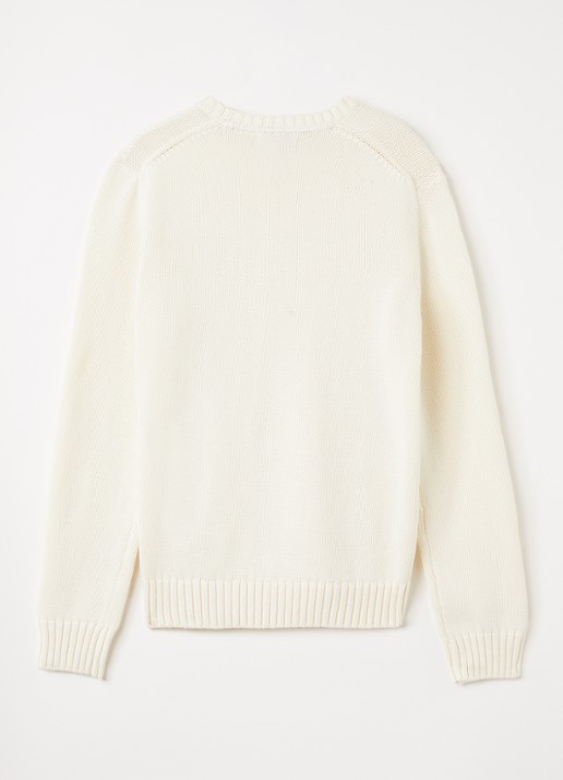 Ralph Lauren Grofgebreide pullover met logo - voorkant 2 gebroken wit