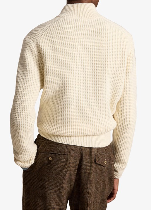 Ralph Lauren Grofgebreide trui in wolblend met halve rits - achterkant andover cream-34ty / beige