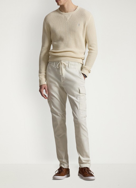 Ralph Lauren Grofgebreide trui in wolblend met logoborduring - voorkant 4 andover cream / creme