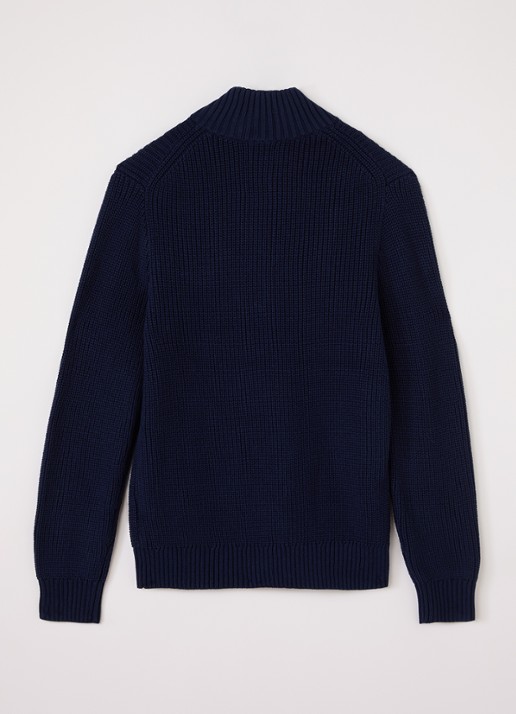 Ralph Lauren Grofgebreide trui met halve rits - voorkant 2 donkerblauw