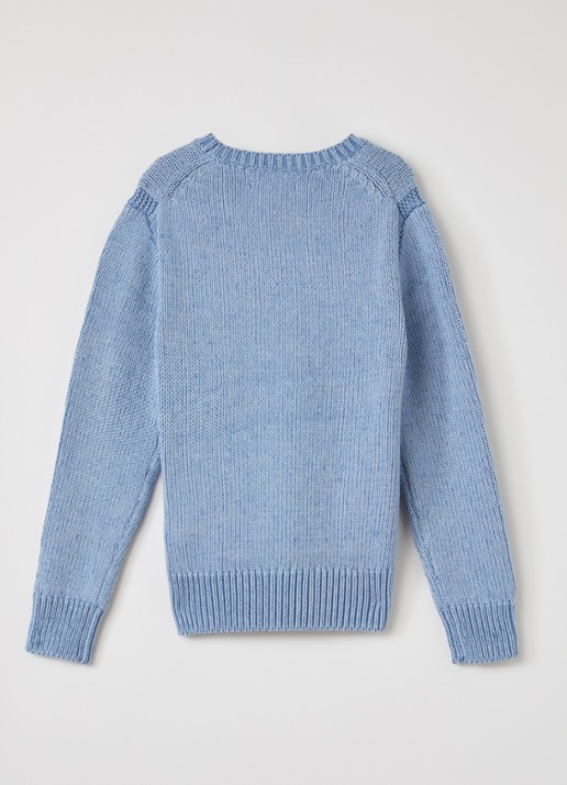 Ralph Lauren Grofgebreide trui met ingebreid patroon - voorkant 3 staalblauw