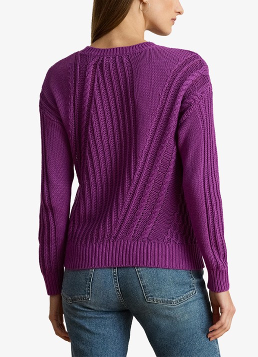 Ralph Lauren Grofgebreide trui met ingebreid patroon - achterkant 3 purple dawn / paars
