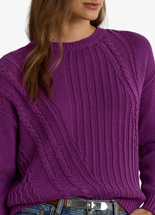 Ralph Lauren Grofgebreide trui met ingebreid patroon - detail 5 purple dawn / paars