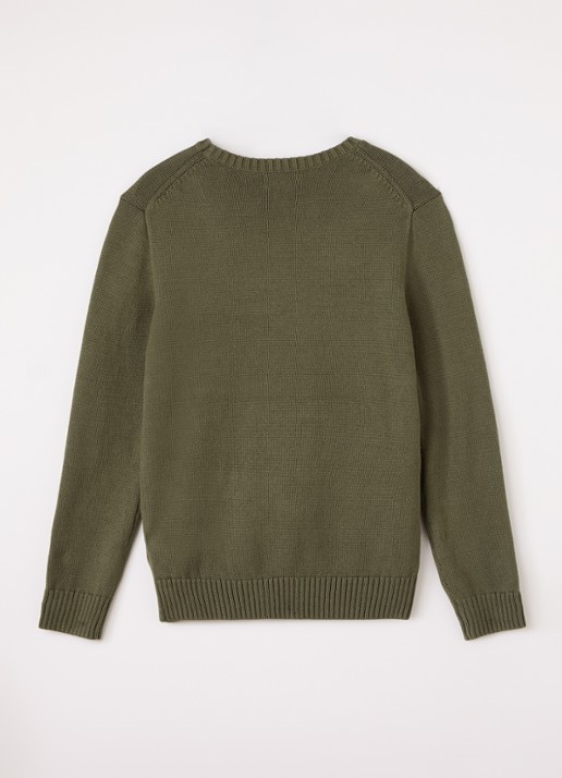 Ralph Lauren Grofgebreide trui met ingebreide logoprint - voorkant 2 olijfgroen