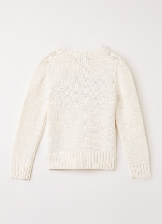 Ralph Lauren Grofgebreide trui met ingebreide print - voorkant 3 gebroken wit