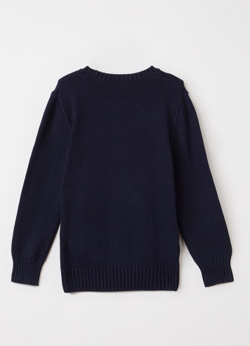 Ralph Lauren Grofgebreide trui met ingebreide print - voorkant 2 donkerblauw