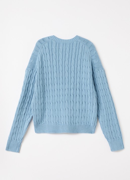 Ralph Lauren Grofgebreide trui met logo - voorkant 3 blauwgrijs