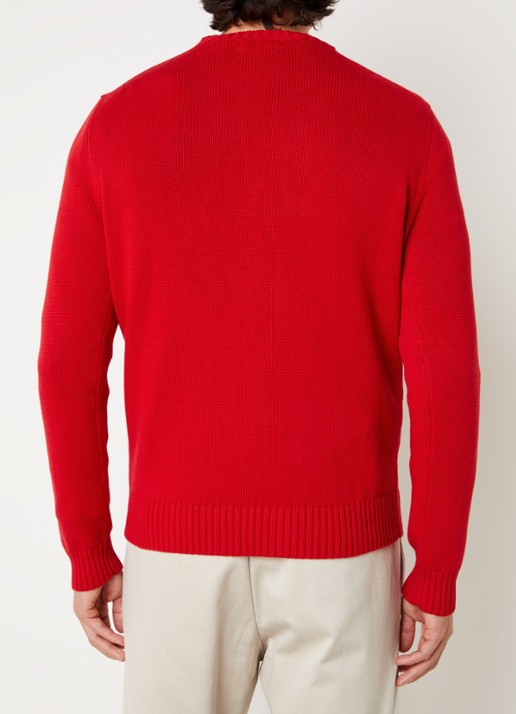 Ralph Lauren Grofgebreide trui met logoborduring - achterkant 4 rl2000 red