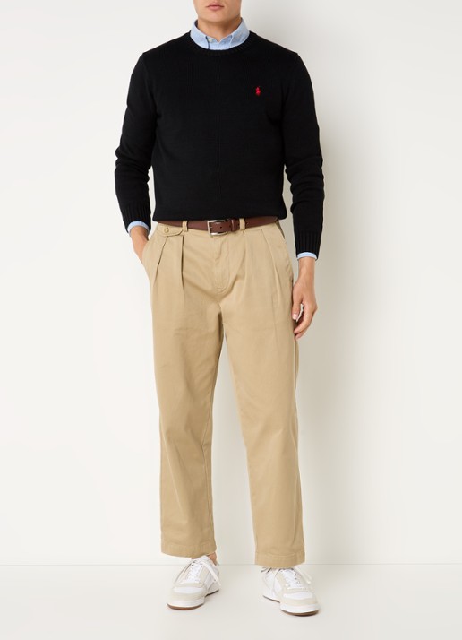 Ralph Lauren Grofgebreide trui met logoborduring - voorkant 2 zwart
