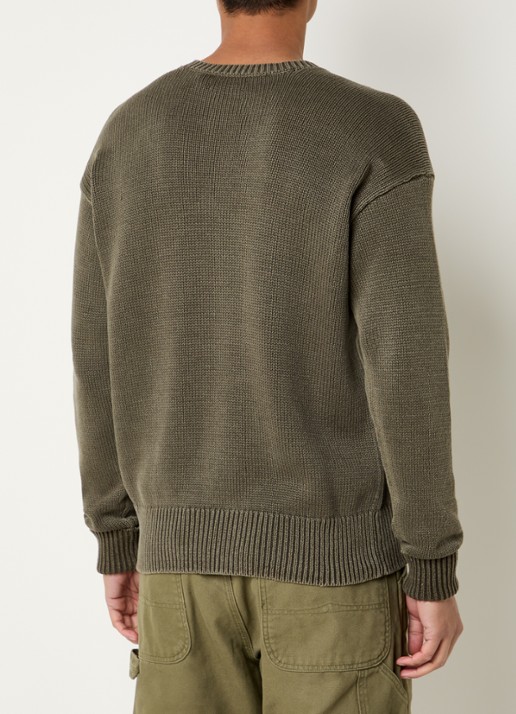 Ralph Lauren Grofgebreide trui met logoborduring - achterkant company olive / groen