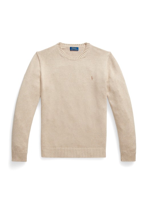 Ralph Lauren Grofgebreide trui met logoborduring - voorkant 4 beige