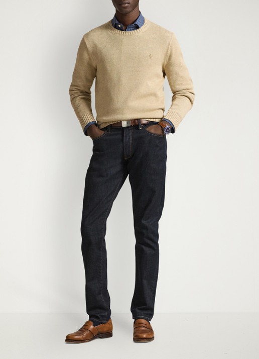 Ralph Lauren Grofgebreide trui met logoborduring - voorkant 5 beige