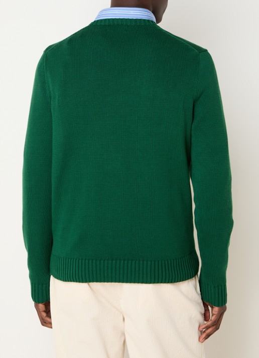 Ralph Lauren Grofgebreide trui met logoborduring - achterkant 4 groen