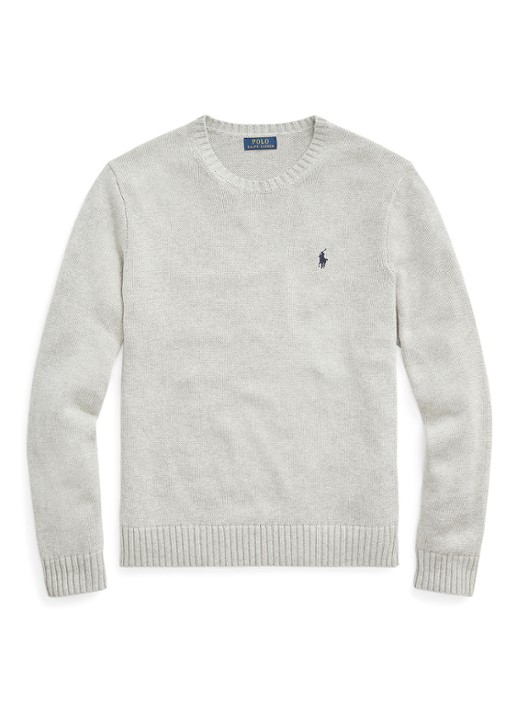 Ralph Lauren Grofgebreide trui met logoborduring - voorkant 4 andover heather / grijs