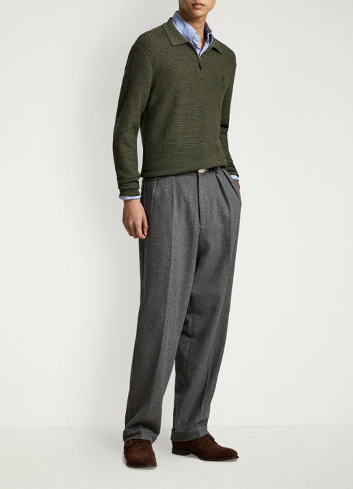 Ralph Lauren Grofgebreide trui van wol met halve rits
