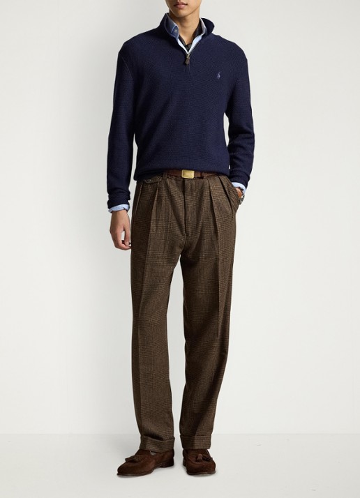 Ralph Lauren Grofgebreide trui van wol met halve rits