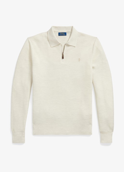 Ralph Lauren Grofgebreide trui van wol met halve rits