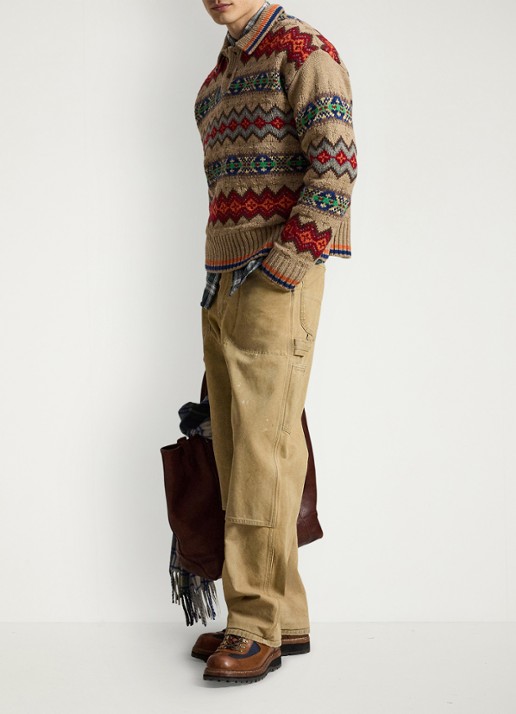 Ralph Lauren Grofgebreide trui van wol met ingebreid patroon - detail 3 tan multi-2wce / beige