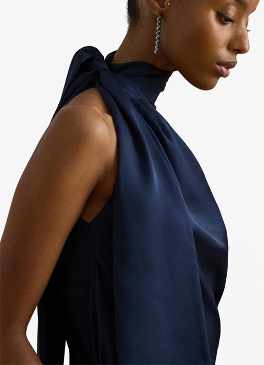 Ralph Lauren Haltertop met sjaalkraag - detail 5 refined navy / donkerblauw