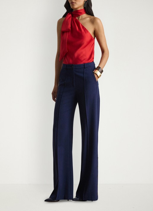 Ralph Lauren Haltertop met sjaalkraag - voorkant 3 cruise red 2wr6 / rood