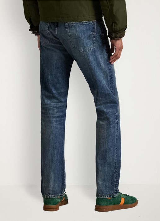 Ralph Lauren Hampton straigh fit jeans met destroyed afwerking - achterkant 5 ninigret / indigo