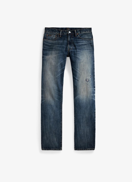Ralph Lauren Hampton straigh fit jeans met destroyed afwerking - voorkant 3 ninigret / indigo