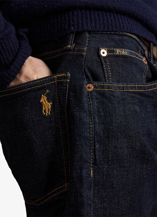Ralph Lauren Hampton straight leg jeans met donkere wassing - detail 3 rinse stretch / indigo