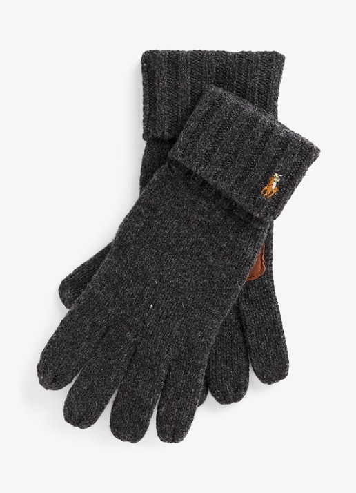 Ralph Lauren Handschoenen van merinowol met touchscreen functie - voorkant 2 charcoal / antraciet