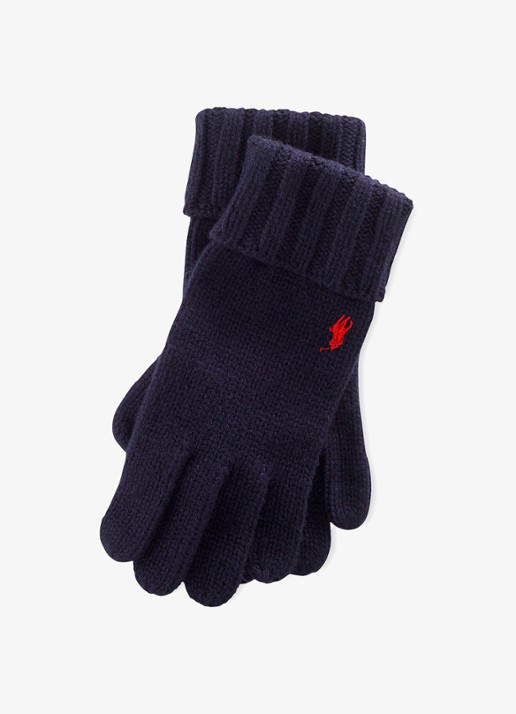 Ralph Lauren Handschoenen van merinowol - voorkant donkerblauw