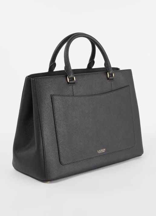 Ralph Lauren Handtas van leer met logo - achterkant 4 zwart