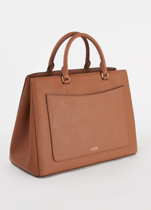 Ralph Lauren Handtas van leer met logo - achterkant 3 cognac