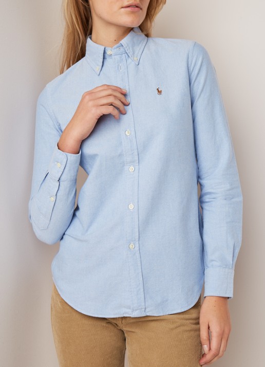 Ralph Lauren Harper blouse van katoen - detail 2 lichtblauw