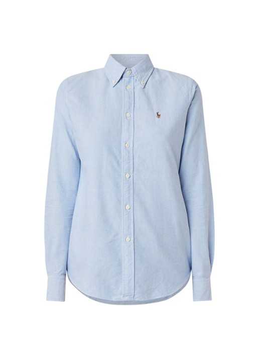 Ralph Lauren Harper blouse van katoen - voorkant 3 lichtblauw