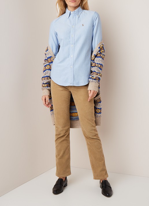 Ralph Lauren Harper blouse van katoen - voorkant 4 lichtblauw