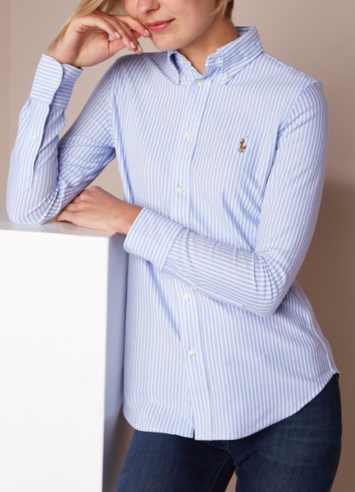 Ralph Lauren Heidi Oxford blouse van jersey met gestreept dessin