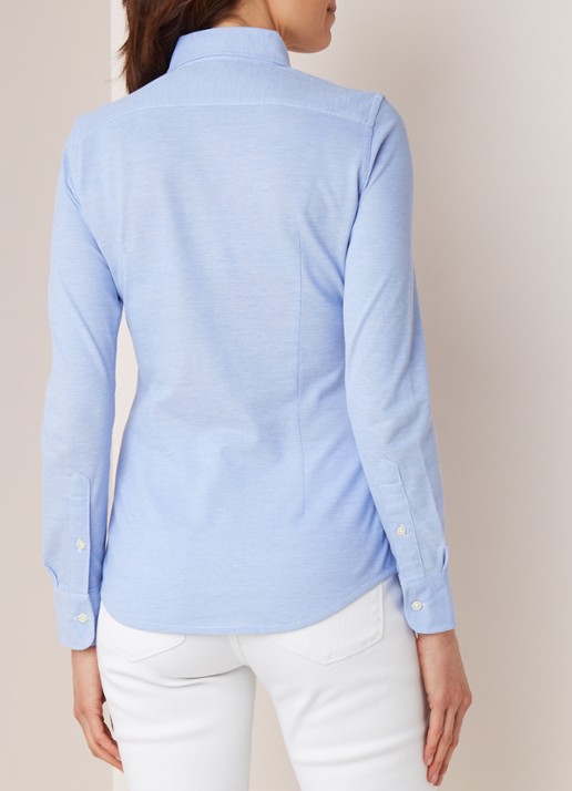 Ralph Lauren Heidi Oxford blouse van piqué katoen  - achterkant lichtblauw