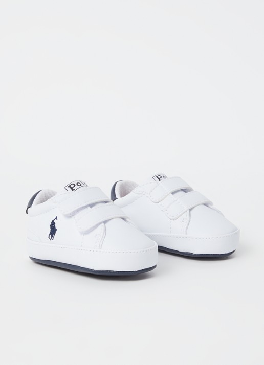Ralph Lauren Heritage Court II babyschoentje met logoborduring - voorkant 2 donkerblauw